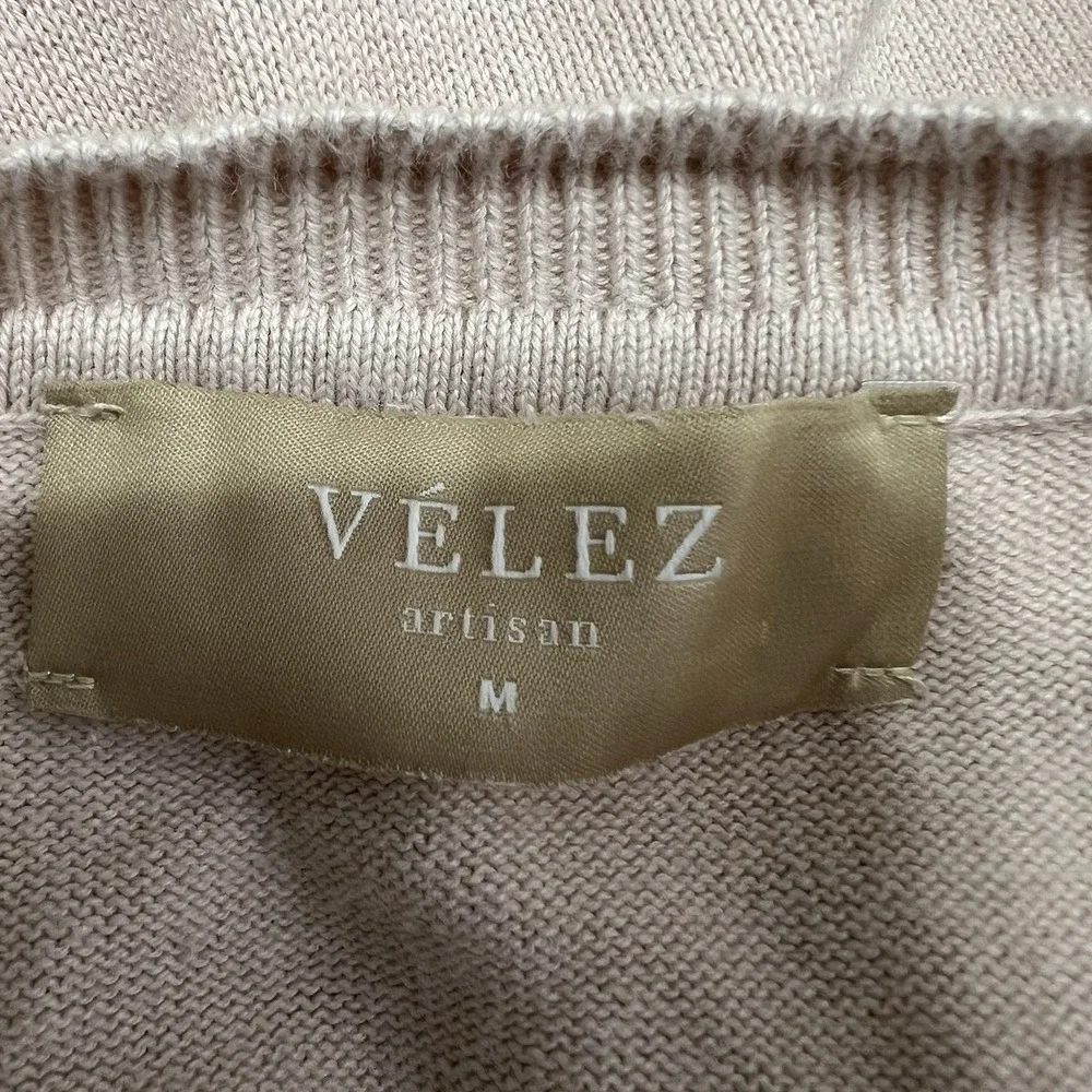 Velez Artisan Blush Pink Crew Neck Sweater Men's Medium Cotton Classic Old Money